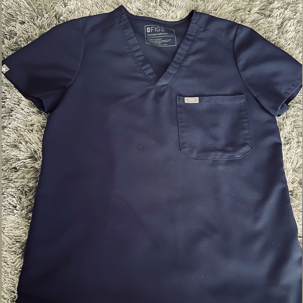 Figs Catarina One-Pocket Scrub Top, XS, Navy